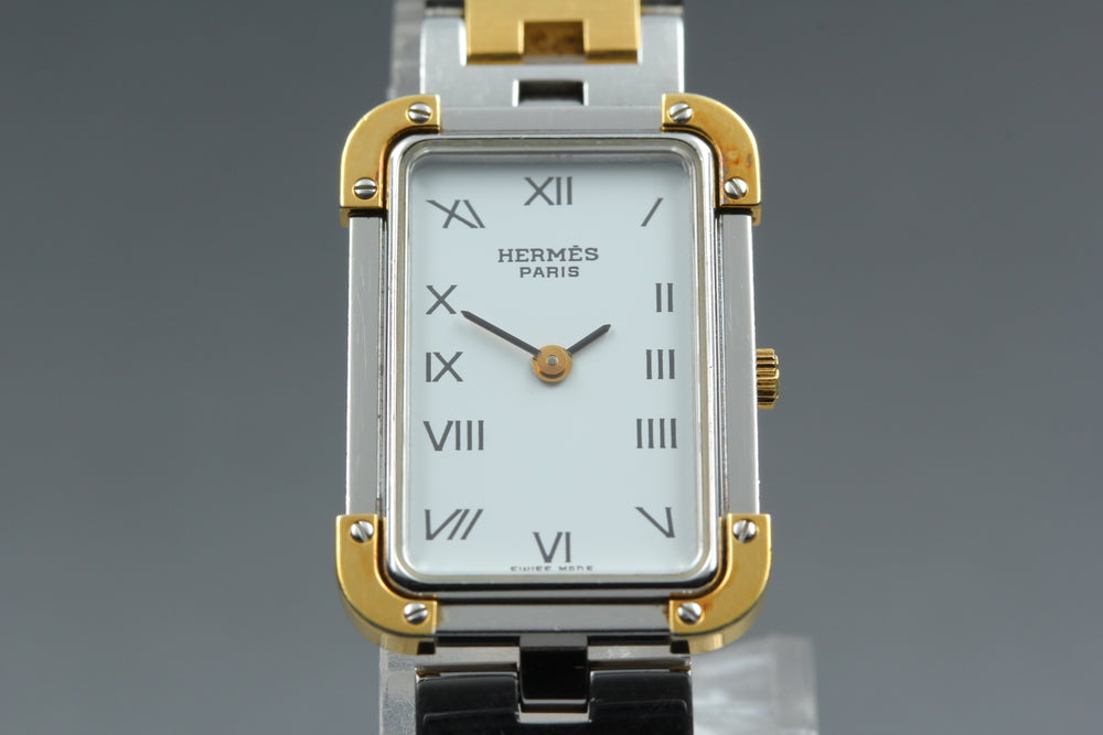 Near MINT HERMES Clojure CR1.220 White Quartz 18mm Ladies Watch