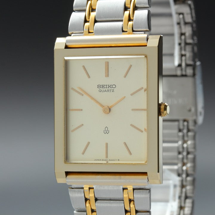 Near MINT SEIKO Chariot 6020-5290 Gold Quartz 25mm Men's Watch 1980