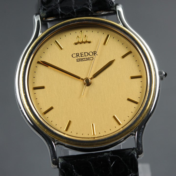 Near MINT SEIKO Credor 8J81-6B00 Gold Quartz 32mm Men's Watch 1996