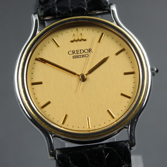 Near MINT SEIKO Credor 8J81-6B00 Gold Quartz 32mm Men's Watch 1996