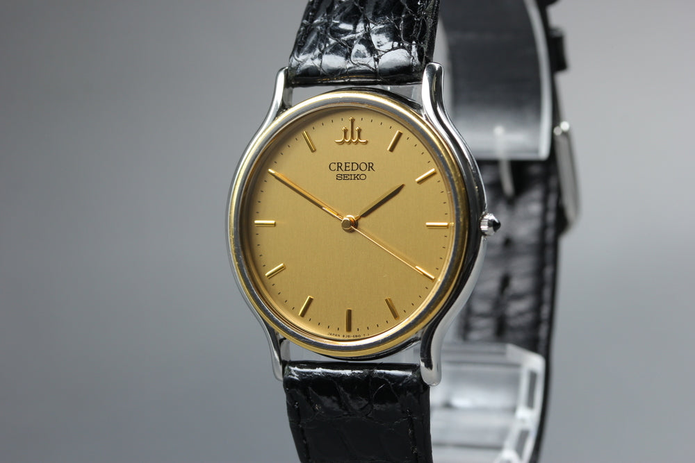 Near MINT SEIKO Credor 8J81-6B00 Gold Quartz 32mm Men's Watch 1996