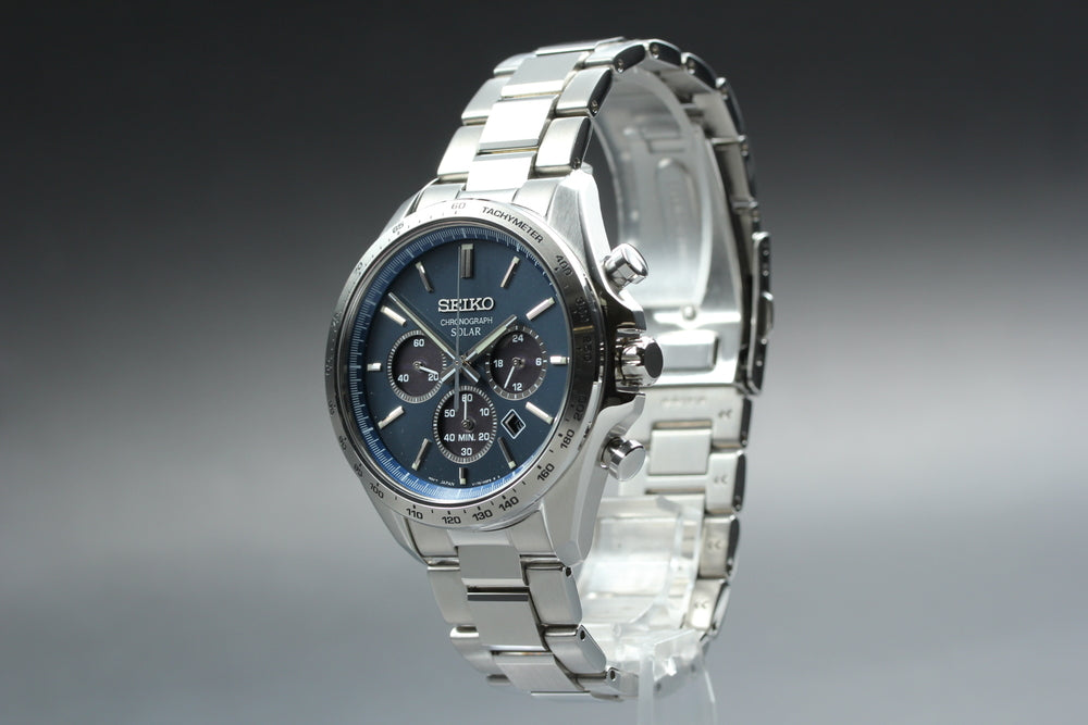 MINT SEIKO V175-0FA0 Navy Solar 42mm Men's Watch