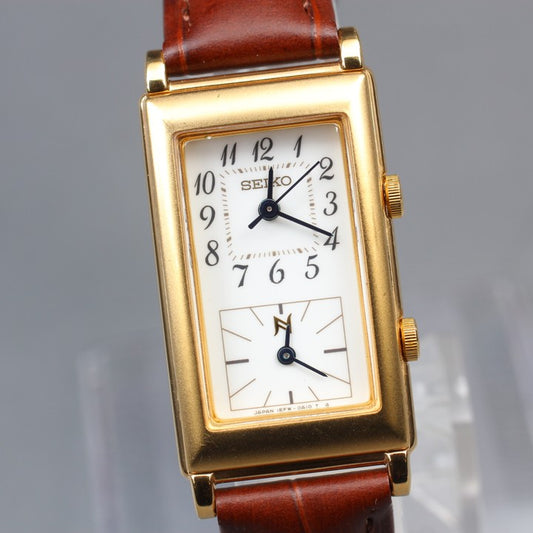 Near MINT SEIKO Noie Neue 1EFW-5A00 White Quartz 19mm Men's Watch 1996