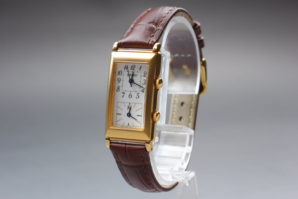 Near MINT SEIKO Noie Neue 1EFW-5A00 White Quartz 19mm Men's Watch 1996