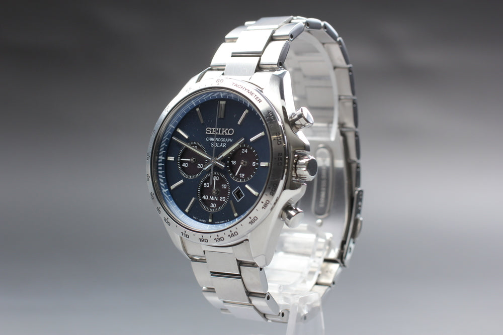 Near MINT SEIKO V175-0FA0 Blue Quartz 42mm Men's Watch