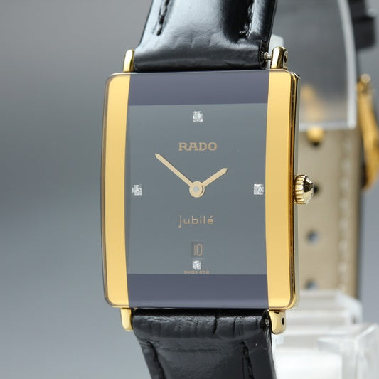 Near MINT RADO Jubilee 160.3605.2N Black/Gold Quartz 24mm Ladies Watch