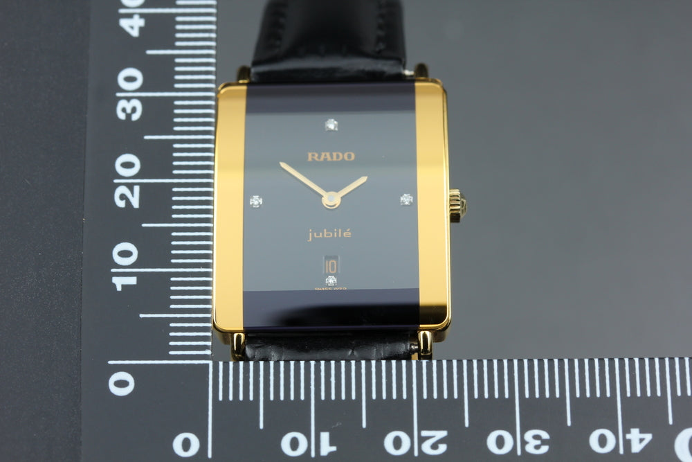 Near MINT RADO Jubilee 160.3605.2N Black/Gold Quartz 24mm Ladies Watch