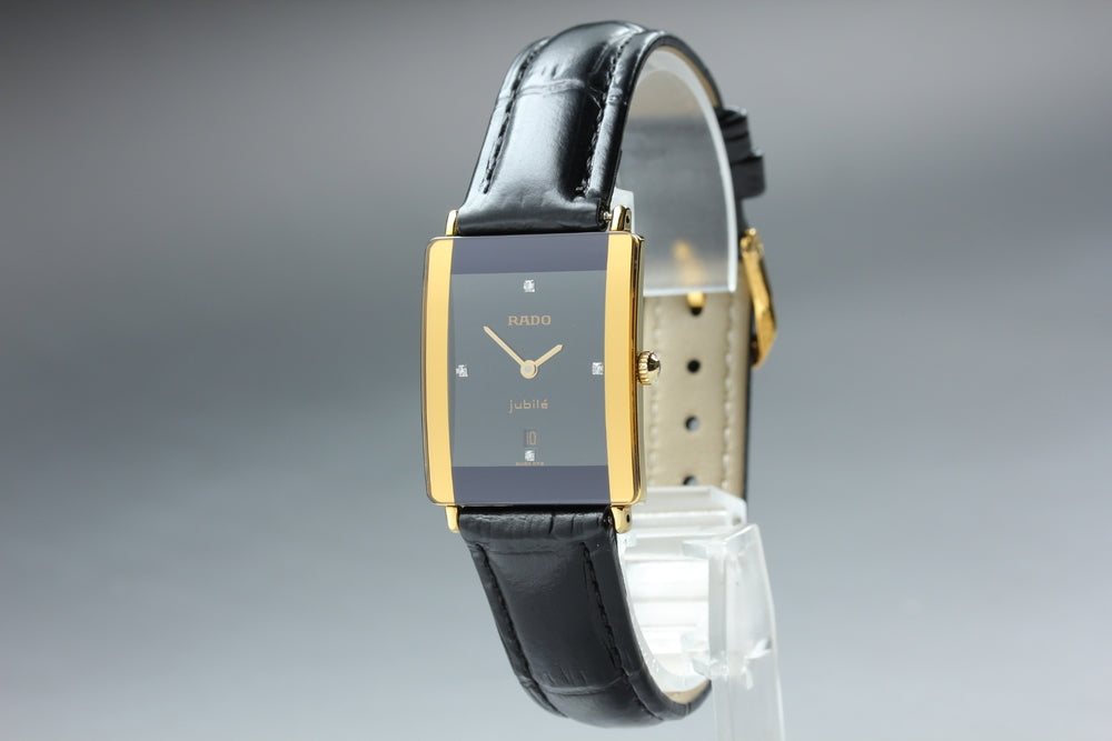 Near MINT RADO Jubilee 160.3605.2N Black/Gold Quartz 24mm Ladies Watch