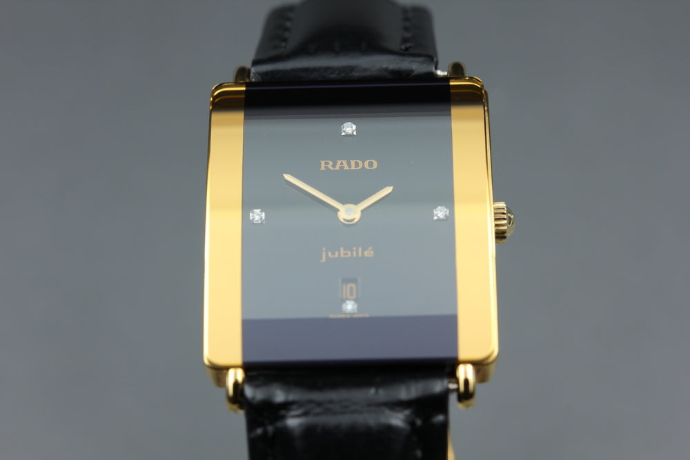 Near MINT RADO Jubilee 160.3605.2N Black/Gold Quartz 24mm Ladies Watch