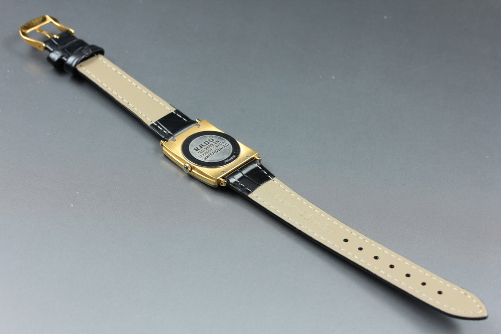 Near MINT RADO Jubilee 160.3605.2N Black/Gold Quartz 24mm Ladies Watch