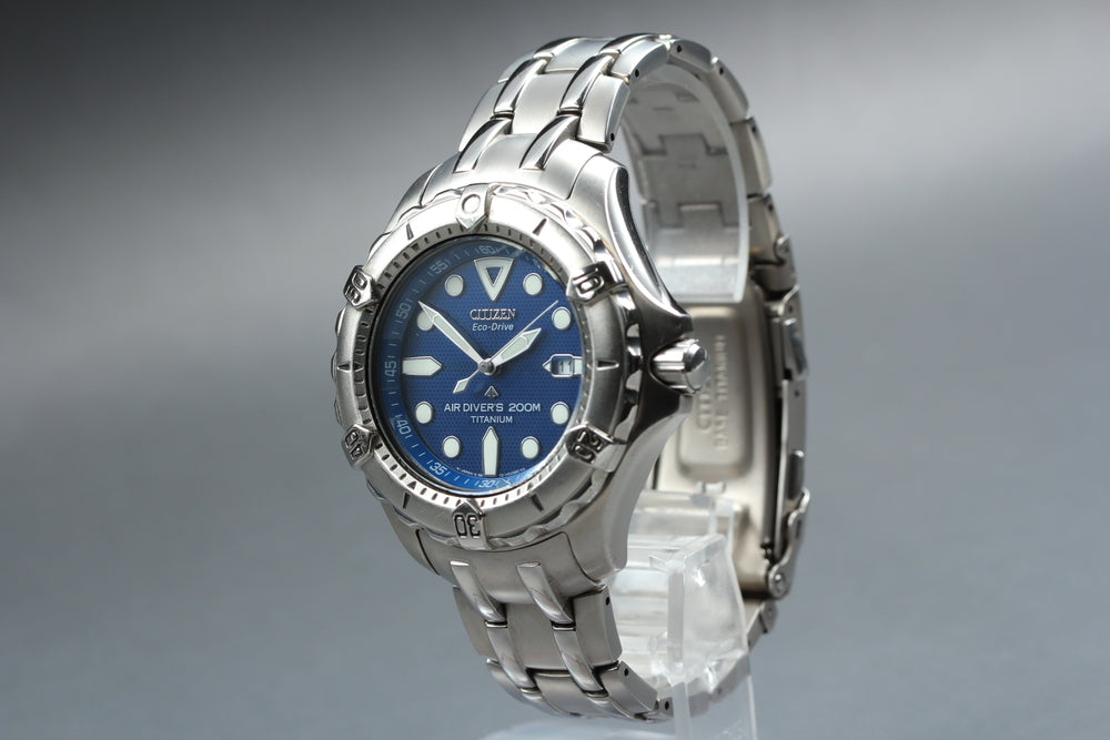 Near MINT CITIZEN Professional Master B872-H26035 Blue Eco-Drive 43mm Men's Watch
