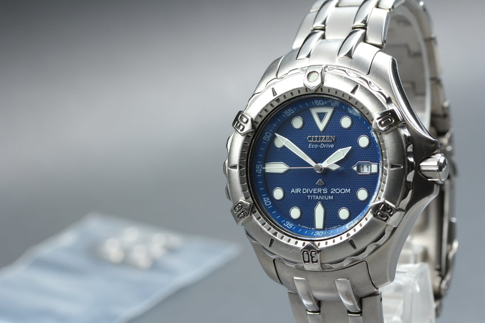 Near MINT CITIZEN Professional Master B872-H26035 Blue Eco-Drive 43mm Men's Watch