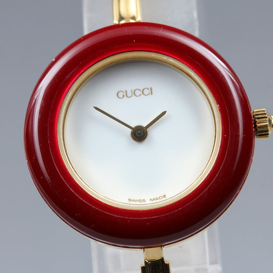 Near MINT GUCCI Change Bezel 11/12.2 White Quartz Ladies Watch