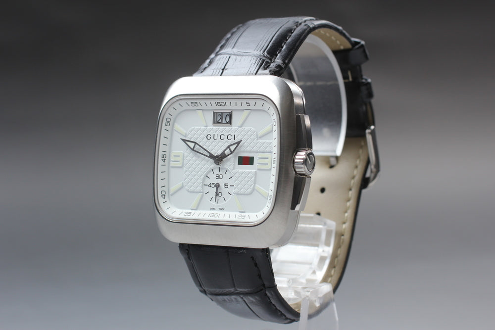Near MINT GUCCI Coupe YA131303/131.3 White Quartz 40mm Men's Watch