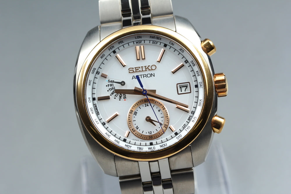Near MINT SEIKO Astron SBXY020/8B63-0AZ0 White Solar 40mm Men's Watch