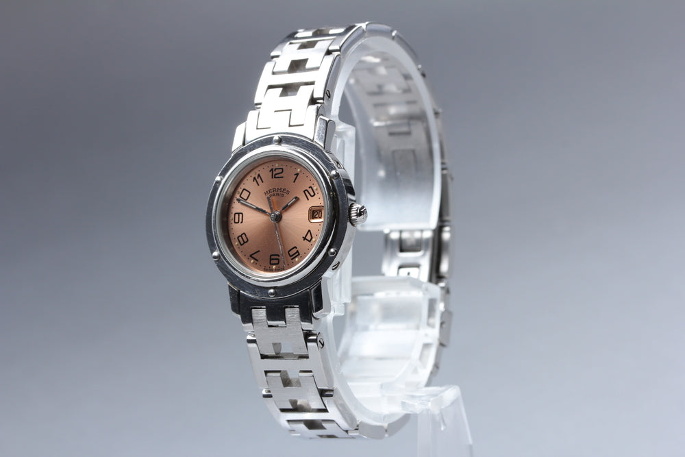 Near MINT HERMES Clipper CL4.210 Pink Gold Quartz 24mm Ladies Watch