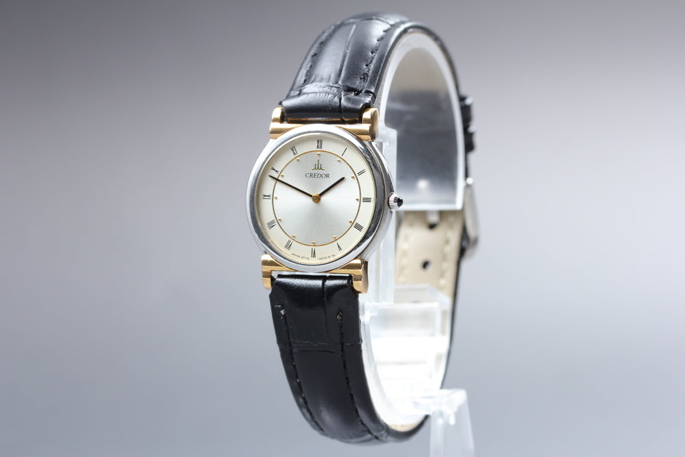 Near MINT SEIKO Credor 2F70-0020 Silver Quartz 23mm Ladies Watch 1991