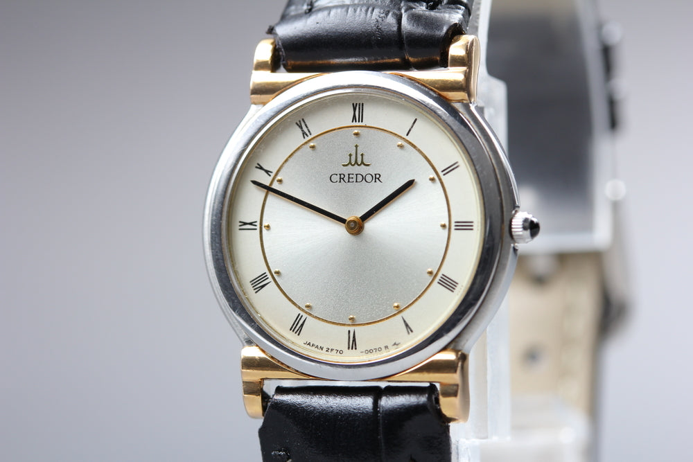 Near MINT SEIKO Credor 2F70-0020 Silver Quartz 23mm Ladies Watch 1991