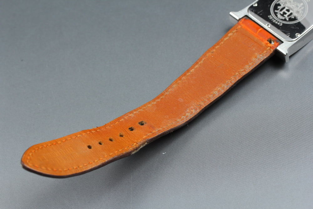 Near MINT HERMES H Watch HH1.530 White Quartz 26.1mm Ladies Watch