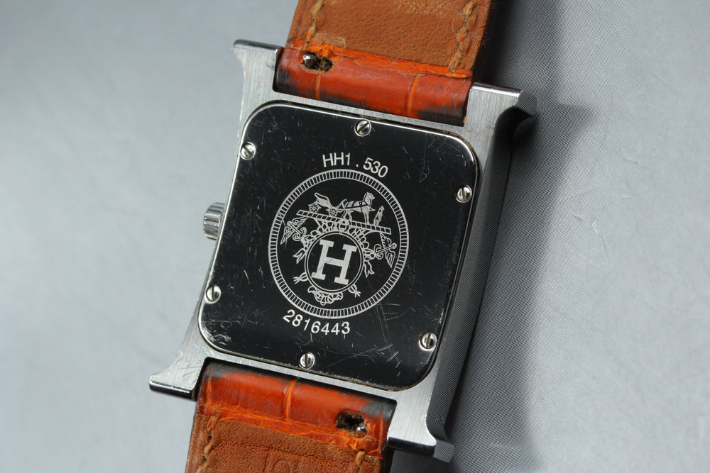 Near MINT HERMES H Watch HH1.530 White Quartz 26.1mm Ladies Watch