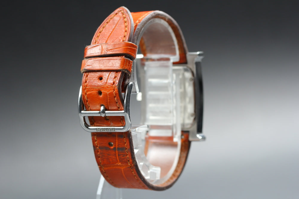 Near MINT HERMES H Watch HH1.530 White Quartz 26.1mm Ladies Watch