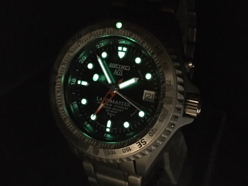 Near MINT SEIKO Landmaster 5M45-6A01 Black Quartz 41mm Men's Watch