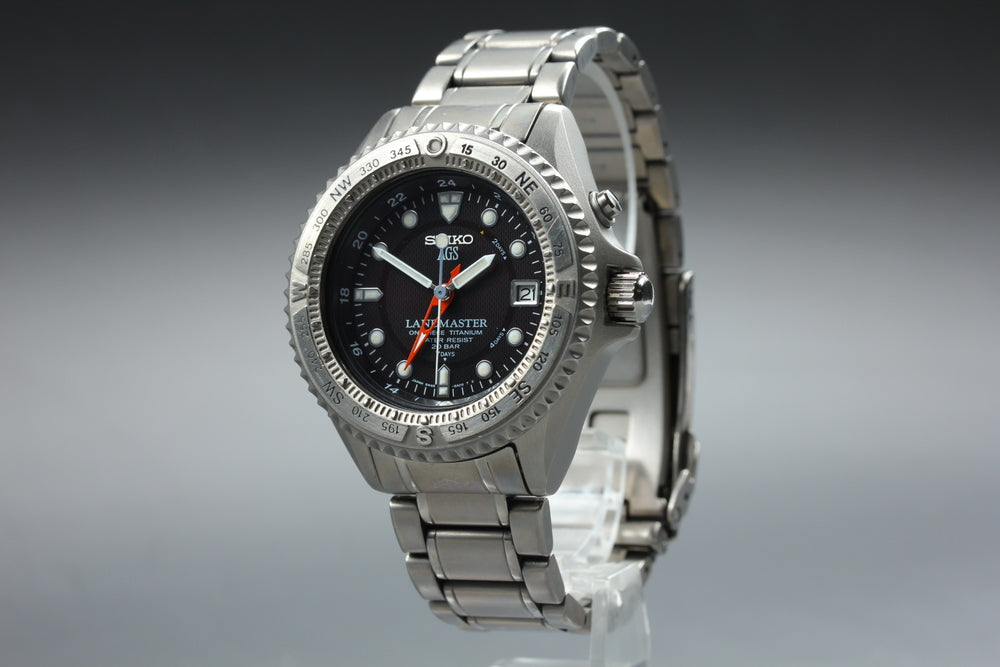 Near MINT SEIKO Landmaster 5M45-6A01 Black Quartz 41mm Men's Watch