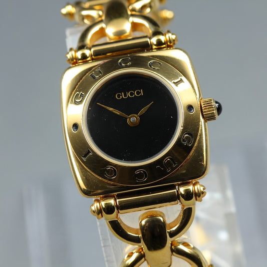 Near MINT GUCCI Horsebit 6400L Black Quartz 22mm Ladies Watch