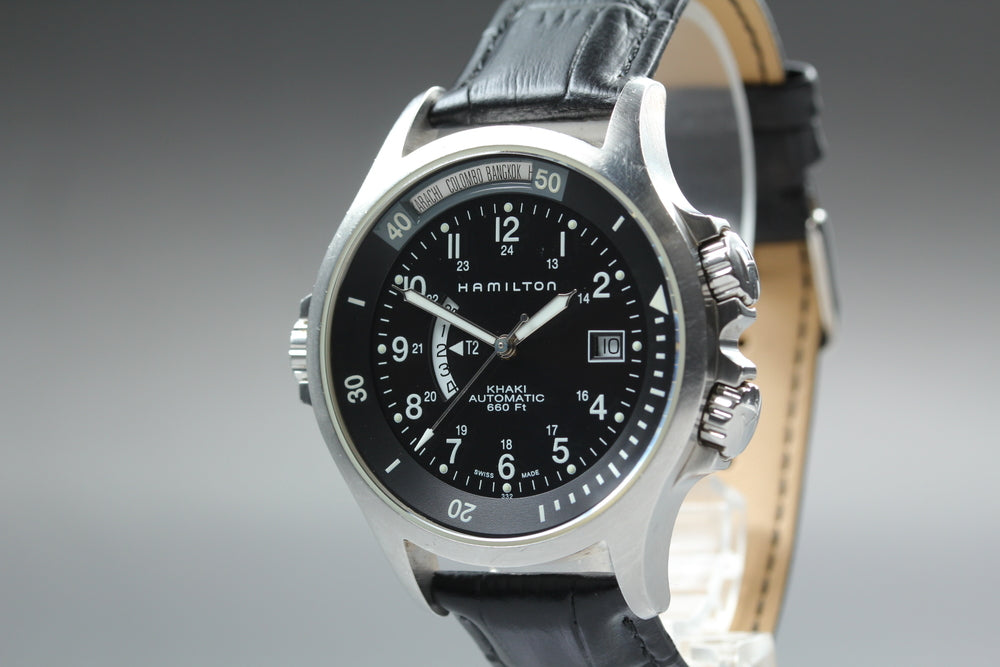 Near MINT HAMILTON Khaki H776151 Black Auto 42mm Men's Watch