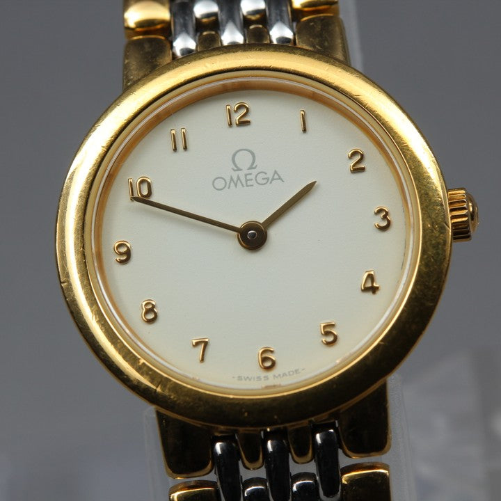 Near MINT OMEGA De Ville 795.0897.2 Cal.1459 White Quartz 22mm Ladies Watch