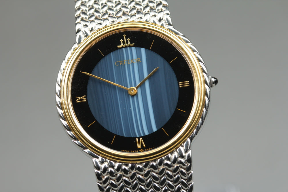 Near MINT SEIKO Credor 5A74-0230 Quartz 32mm Men's Watch 1989