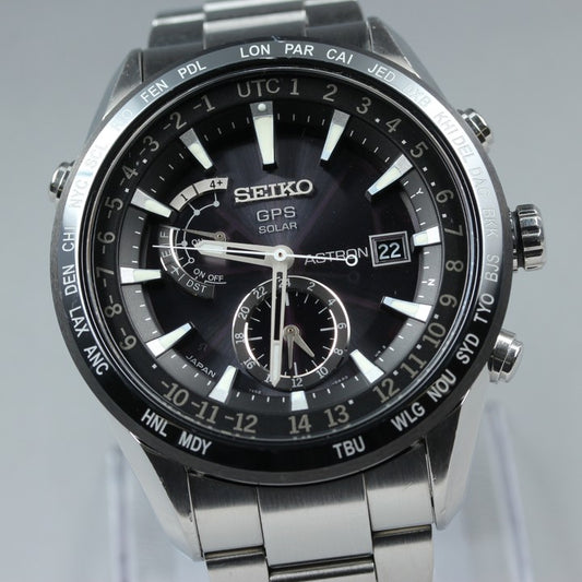 Near MINT SEIKO Astron SBXA021/7X52-0AE0 Black Solar 46mm Men's Watch
