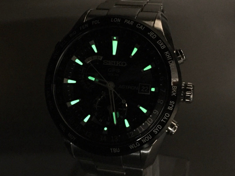 Near MINT SEIKO Astron SBXA021/7X52-0AE0 Black Solar 46mm Men's Watch
