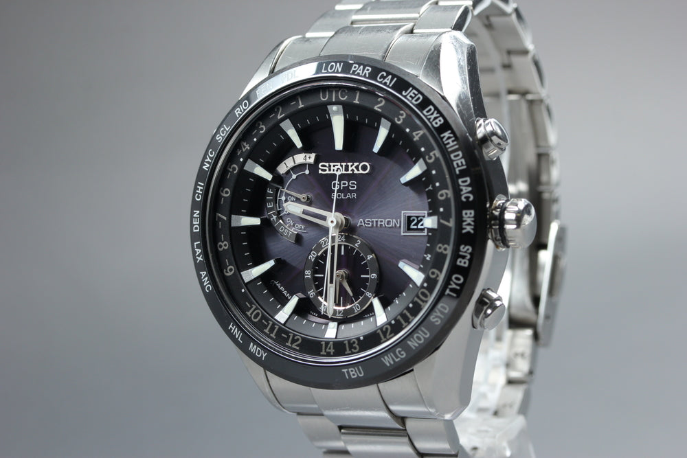 Near MINT SEIKO Astron SBXA021/7X52-0AE0 Black Solar 46mm Men's Watch
