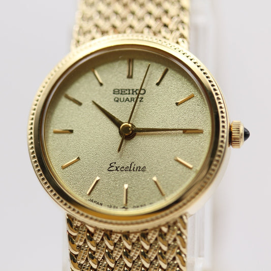 Near MINT SEIKO Exceline 1221-0100 Gold Quartz Watch