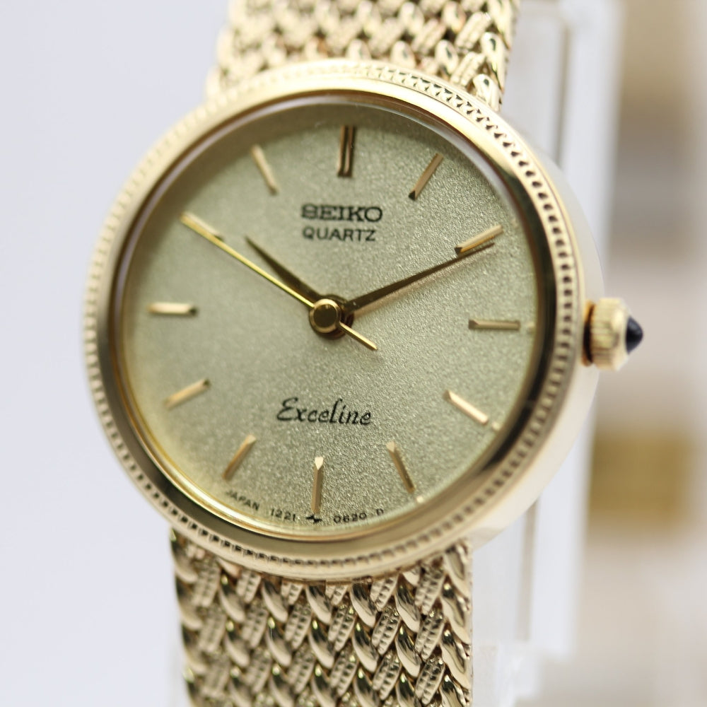 Near MINT SEIKO Exceline 1221-0100 Gold Quartz Watch