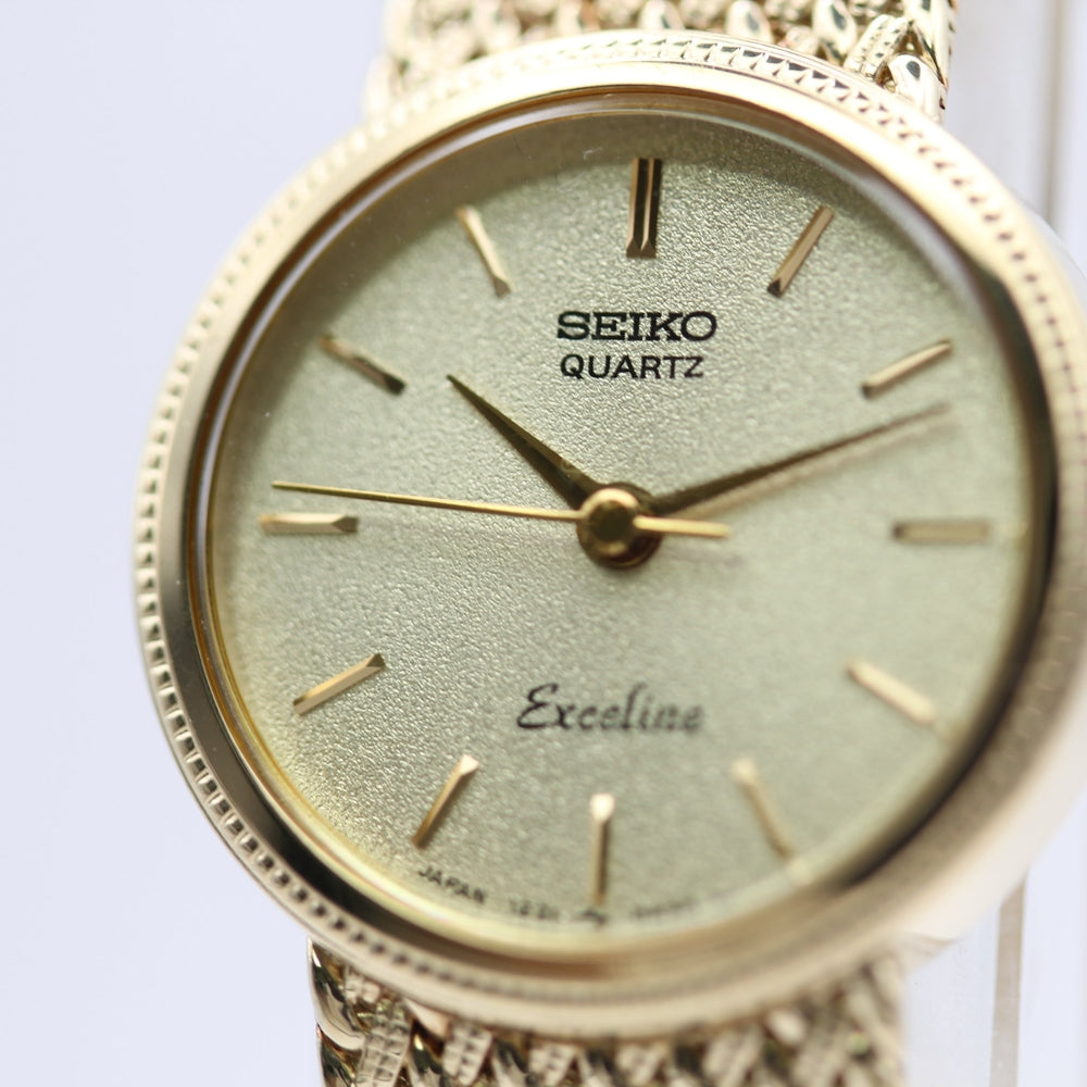 Near MINT SEIKO Exceline 1221-0100 Gold Quartz Watch