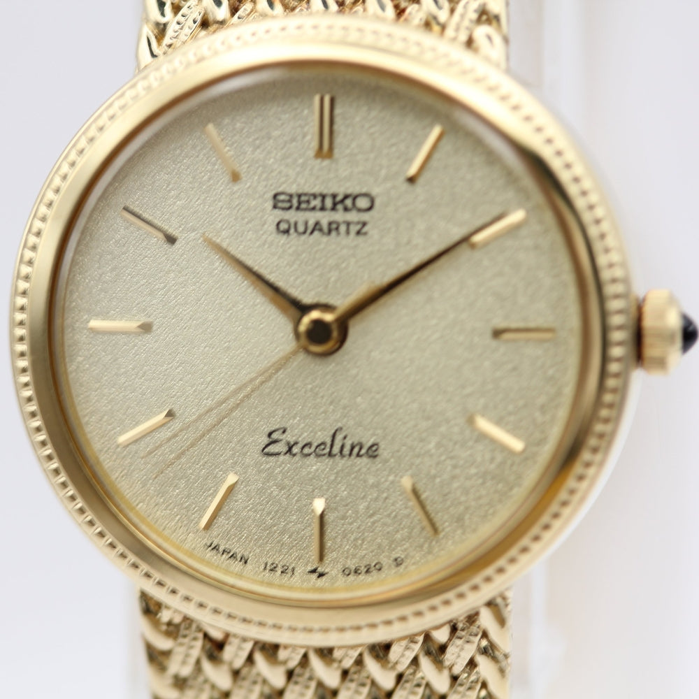 Near MINT SEIKO Exceline 1221-0100 Gold Quartz Watch