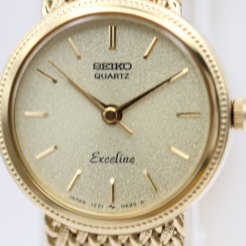 Near MINT SEIKO Exceline 1221-0100 Gold Quartz Watch