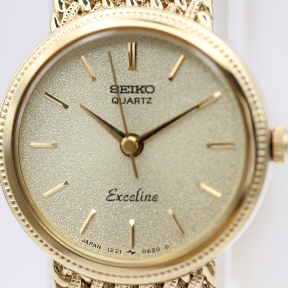 Near MINT SEIKO Exceline 1221-0100 Gold Quartz Watch