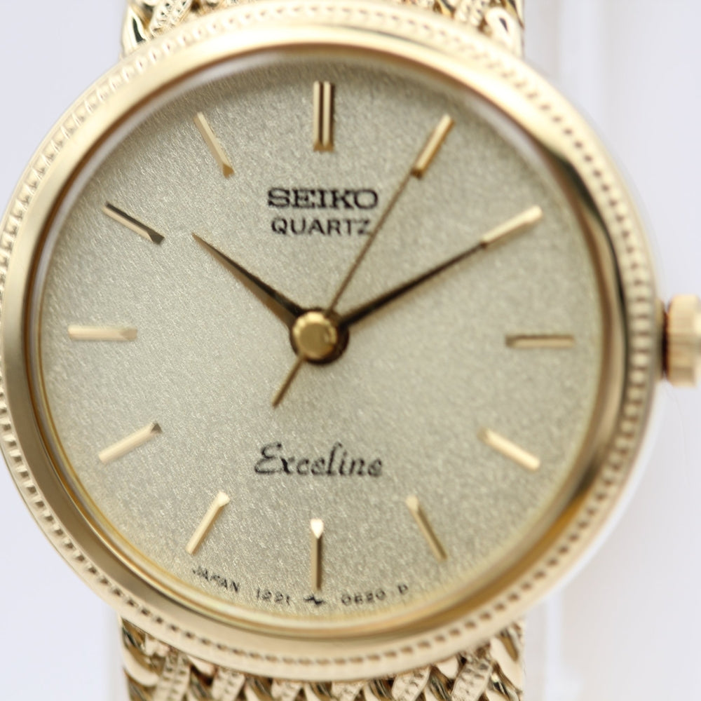 Near MINT SEIKO Exceline 1221-0100 Gold Quartz Watch