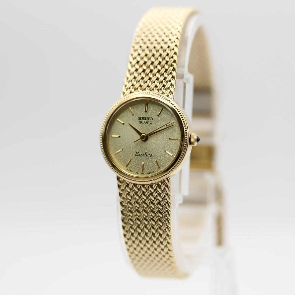 Near MINT SEIKO Exceline 1221-0100 Gold Quartz Watch