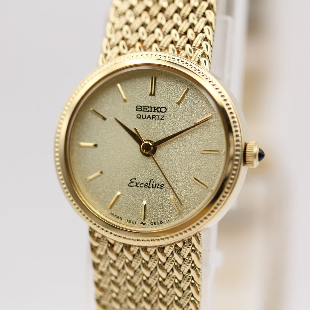 Near MINT SEIKO Exceline 1221-0100 Gold Quartz Watch