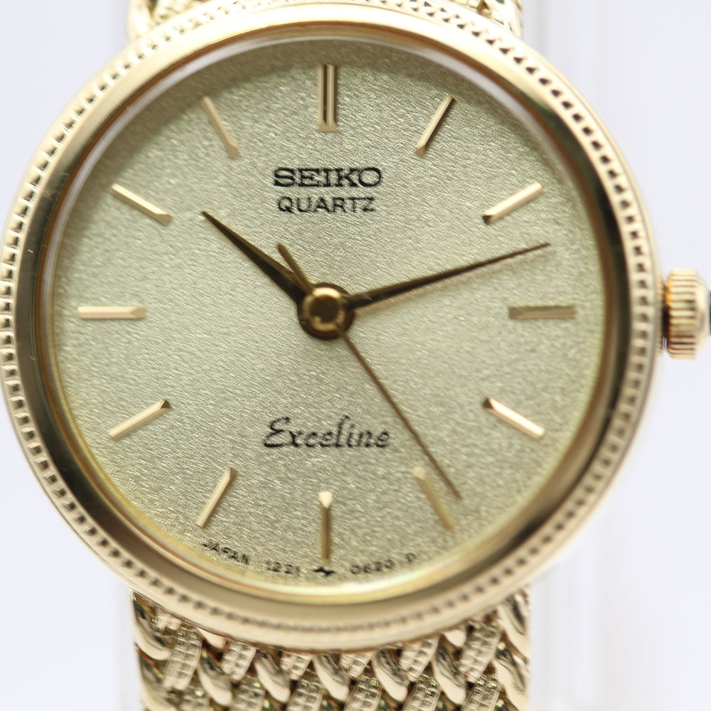Near MINT SEIKO Exceline 1221-0100 Gold Quartz Watch