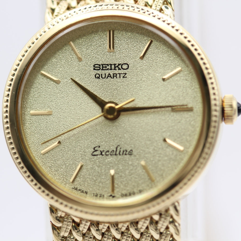 Near MINT SEIKO Exceline 1221-0100 Gold Quartz Watch