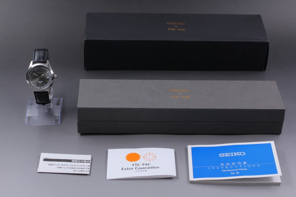 Near MINT SEIKO TiCTAC Collaboration 4R35-02R0 Silver Auto 41mm Men's Watch