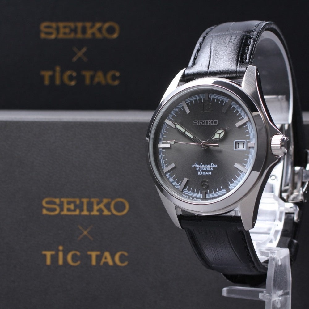 Near MINT SEIKO TiCTAC Collaboration 4R35-02R0 Silver Auto 41mm Men's Watch