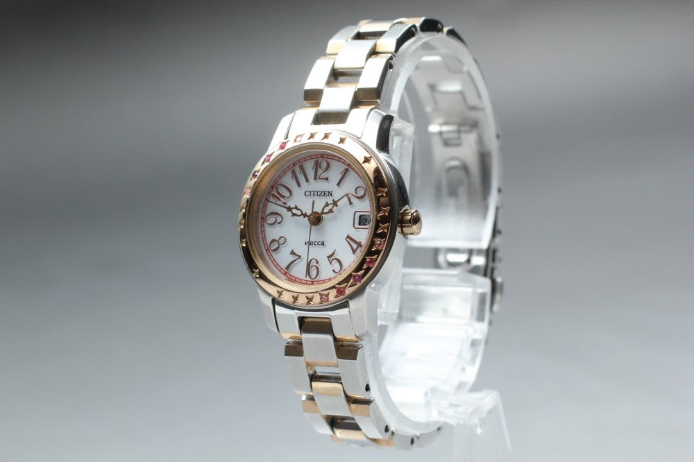 Near MINT CITIZEN Wicca E011-S064490 White Eco-Drive 25.3mm Ladies Watch