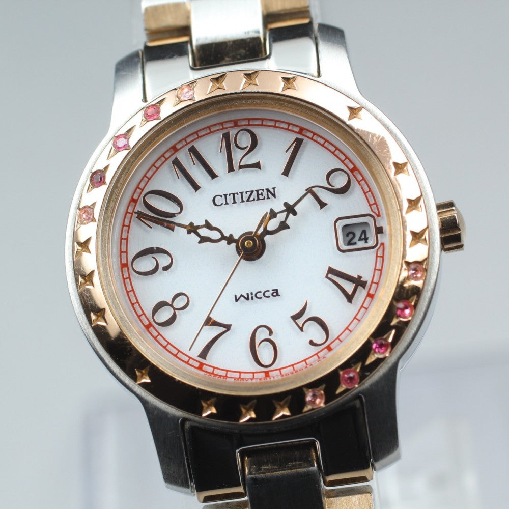 Near MINT CITIZEN Wicca E011-S064490 White Eco-Drive 25.3mm Ladies Watch