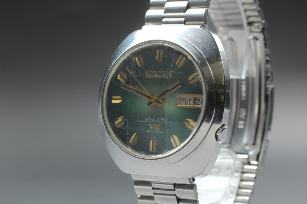 CITIZEN Seven Stars V2 7700-771556 Green Auto 38mm Men's Watch 1972